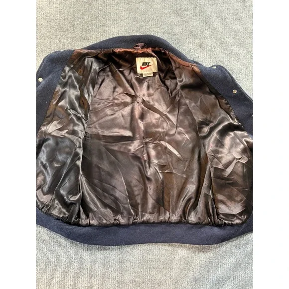 Vintage Nike US Soccer Varsity Jacket Mens Small Navy Blue Wool Leather Sleeves - Picture 14 of 16